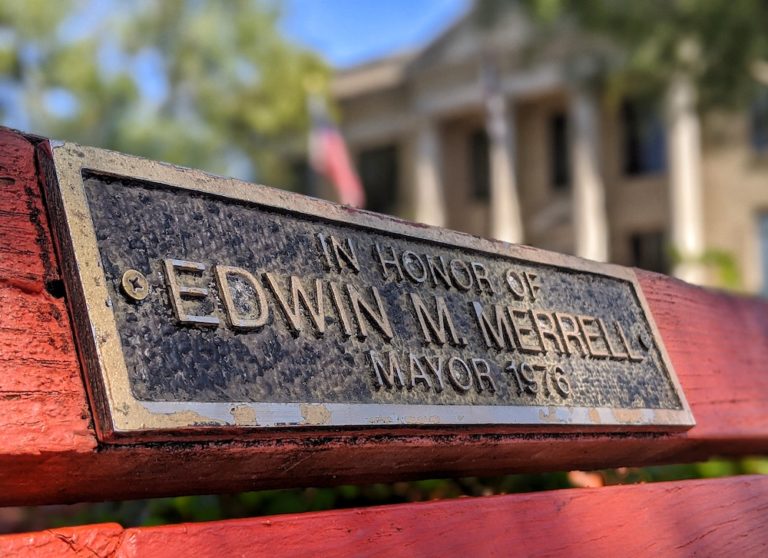 Edwin M. Merrell Memorial Bench At Leesburg City Hall