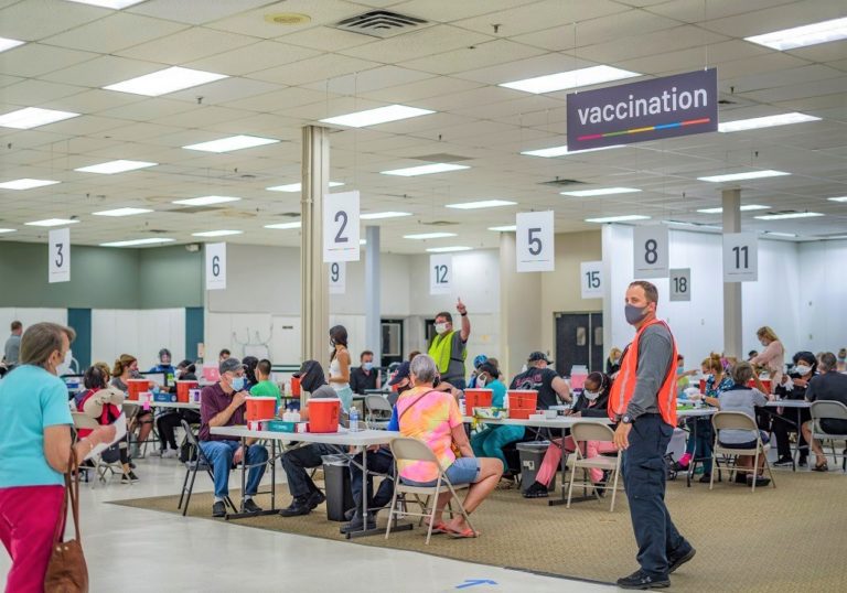 The vaccination site at Lake Square Mall in Leesburg.