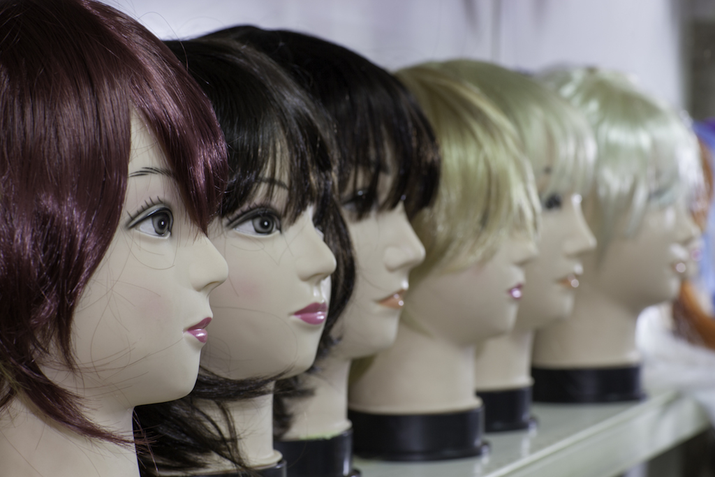 wig on mannequin