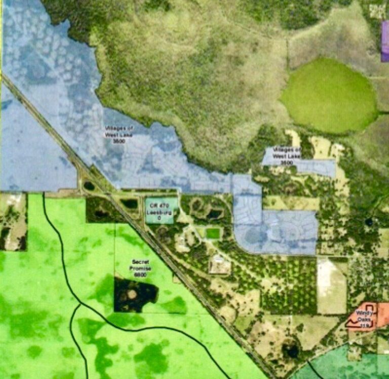 The 515 acres are located north of the Florida Turnpike and south of the blue area which was already owned by The Villlages