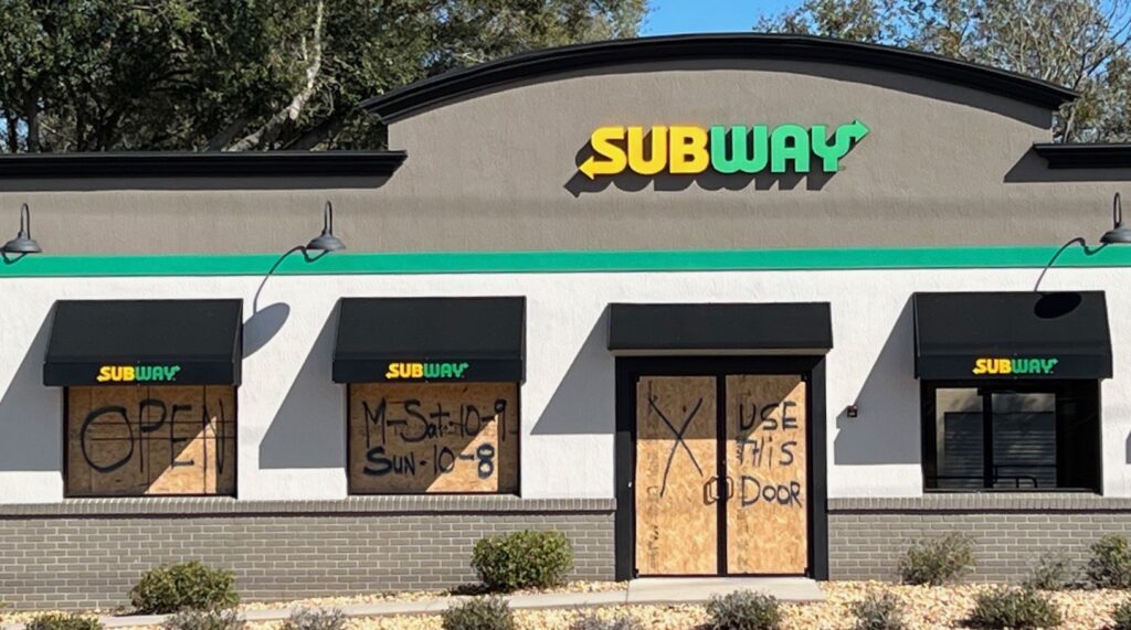 The Subway restaurant at 1320 South 14th St. was open for business after rocks were used to smash the windows