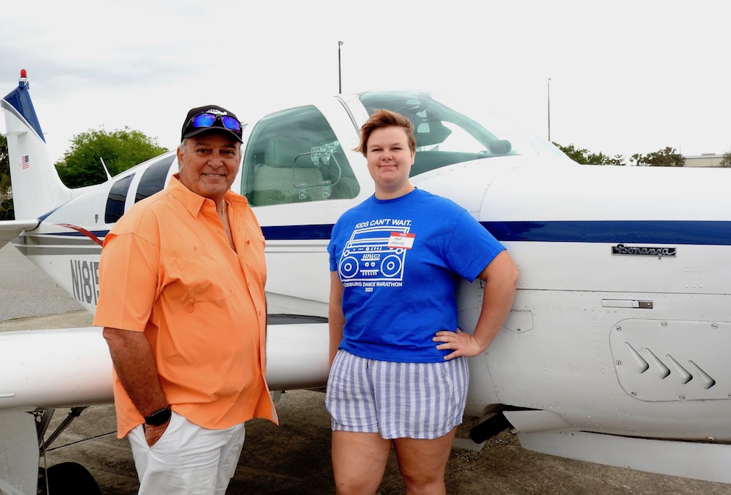 EAA Chapter 534 pilot Bo Wroten and Young Eagle Kate Morse get ready for takeoff.