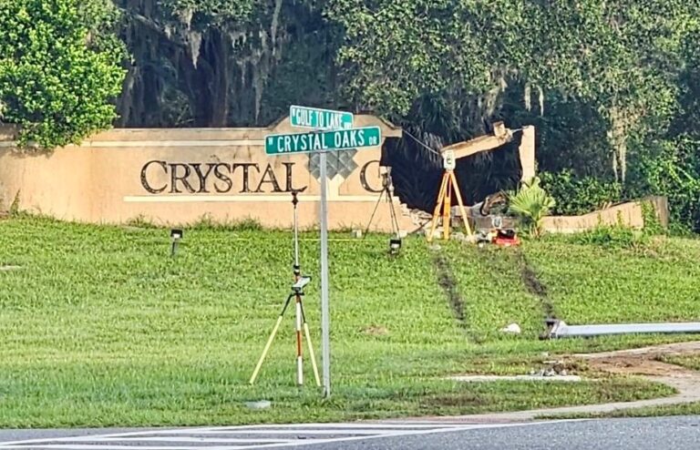 The Mount Dora man was fleeing law enforcement when his Jeep Cherokee struck the Crystal Oaks Subdivision sign in Lecanto