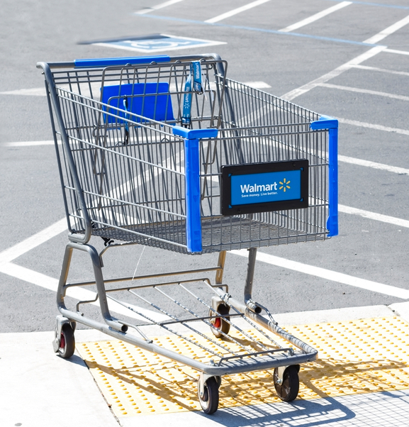 SACRAMENTO, USA SEPTEMBER 13: Walmart shopping cart on September 13, 2013 in Sacramento, California.