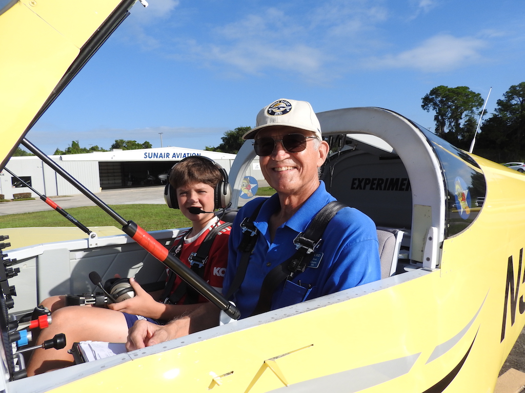 Young Eagle Trevor Henderson, is ready for takeoff with his EAA Chapter 534 pilot , Steve Tilford.