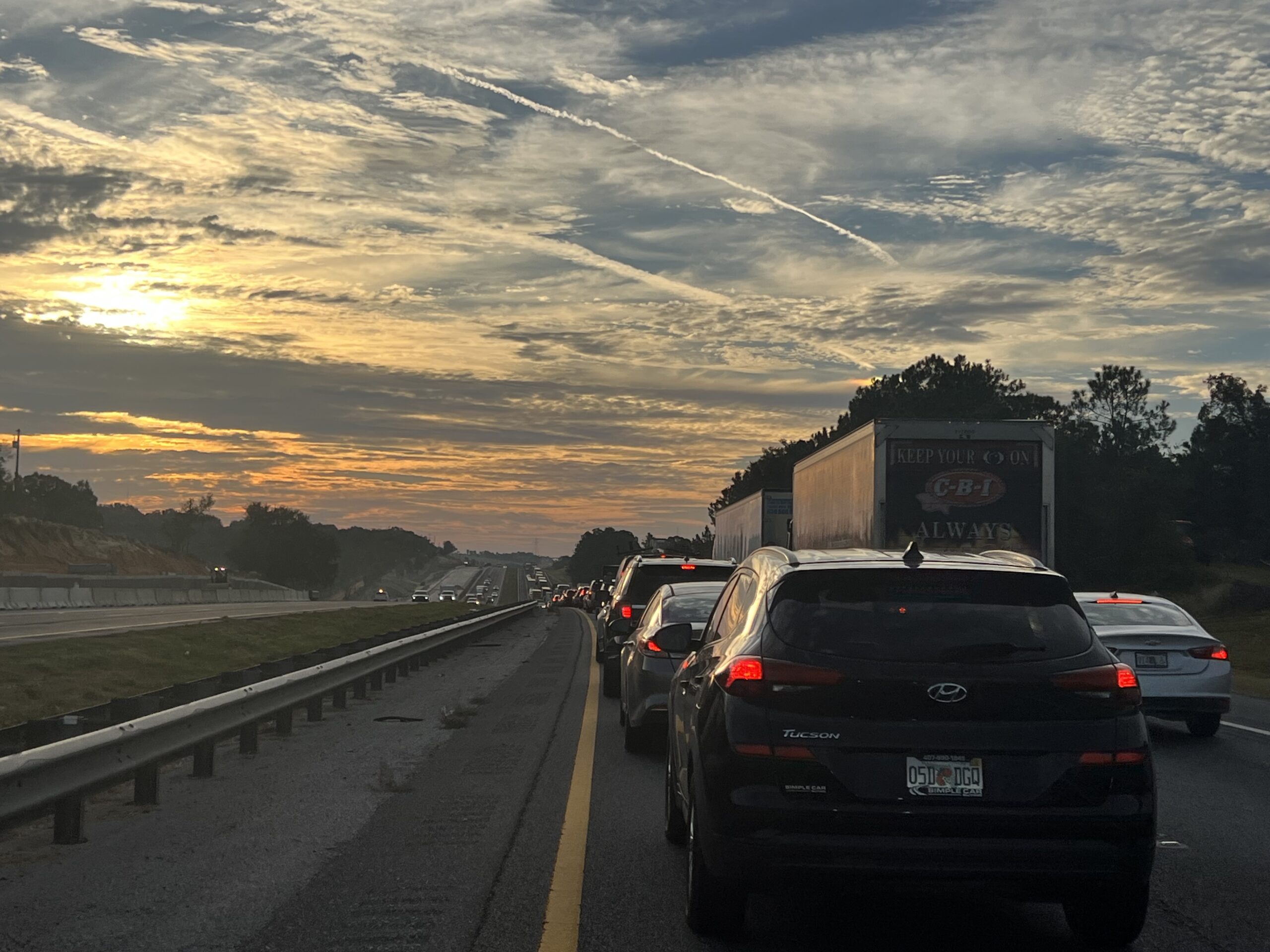 Traffic is backed up for several miles along Florida’s Turnpike in Lake County on Oct. 23, 2023