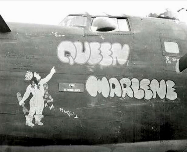 Staff Sgt. Hall's plane the Queen Marlene was shot dow in WW II