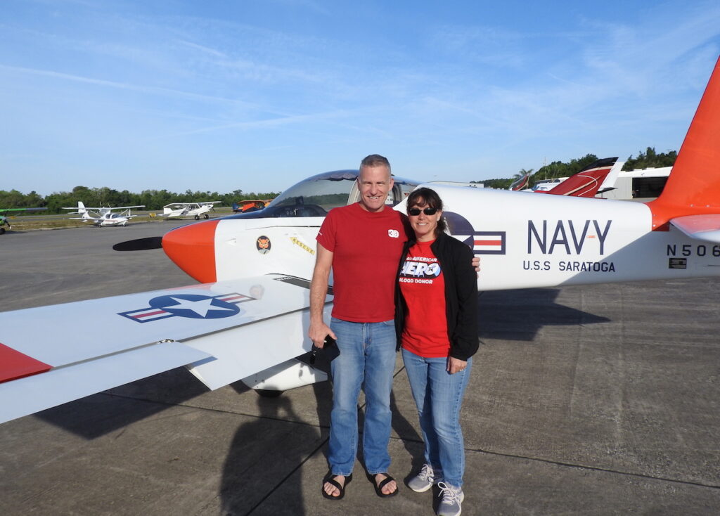 Chad and Cristie Haas, EAA members from Apopka, FL made the trip by plane