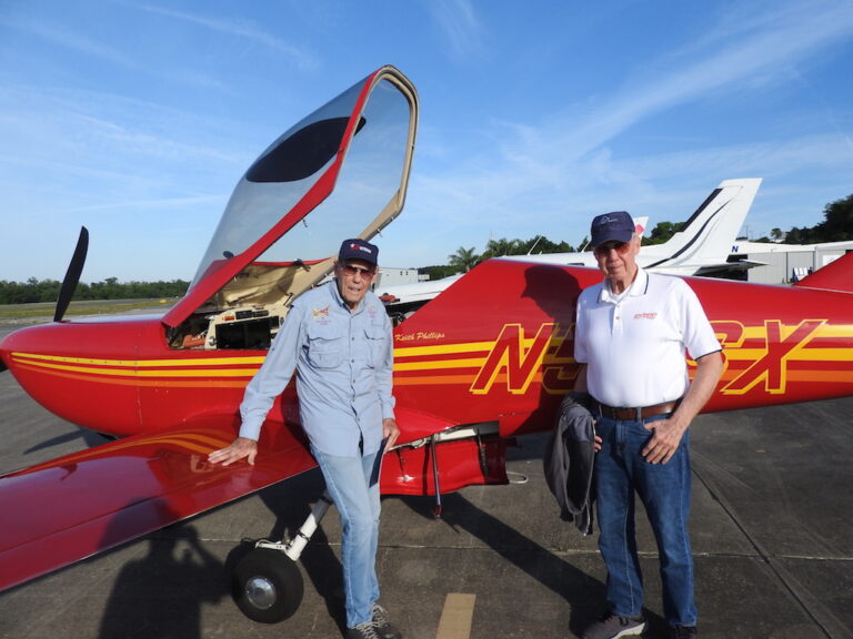 Keith Phillips, Pilot in Command, led a flight of three aircraft in formation from the Spruce Creek aviation community. His co pilot was Harry Hinkley.