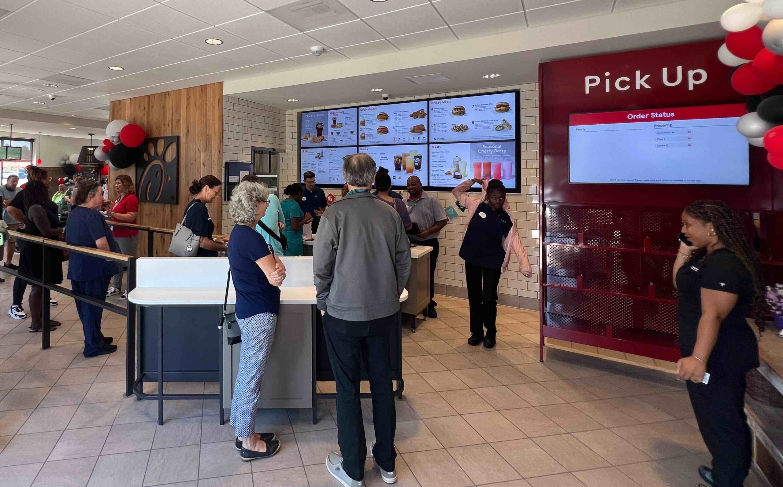 Customers lined up inside the new Chick fil A in Leesburg