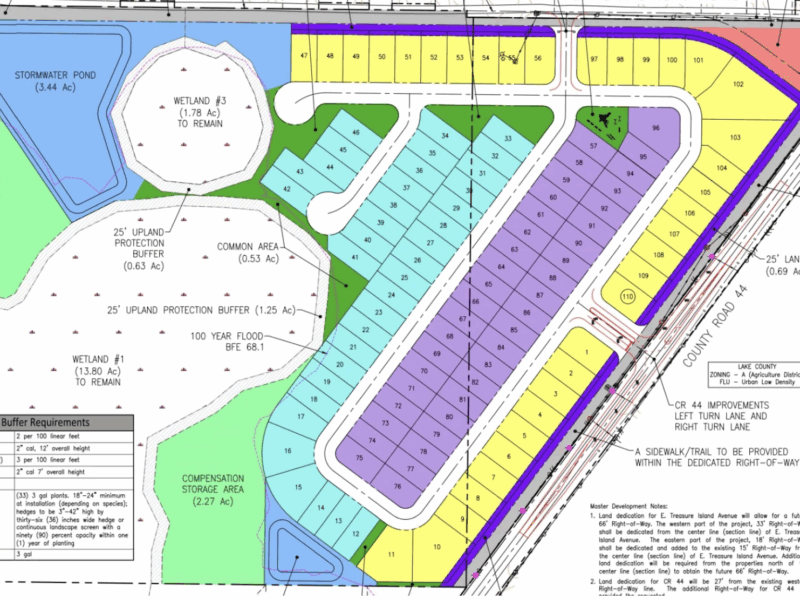 This diagram shows the layout for the Treasure Trove subdivision