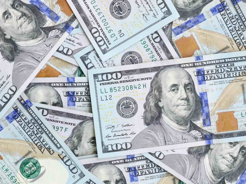 Pile of U.S. Currency $100 bills
