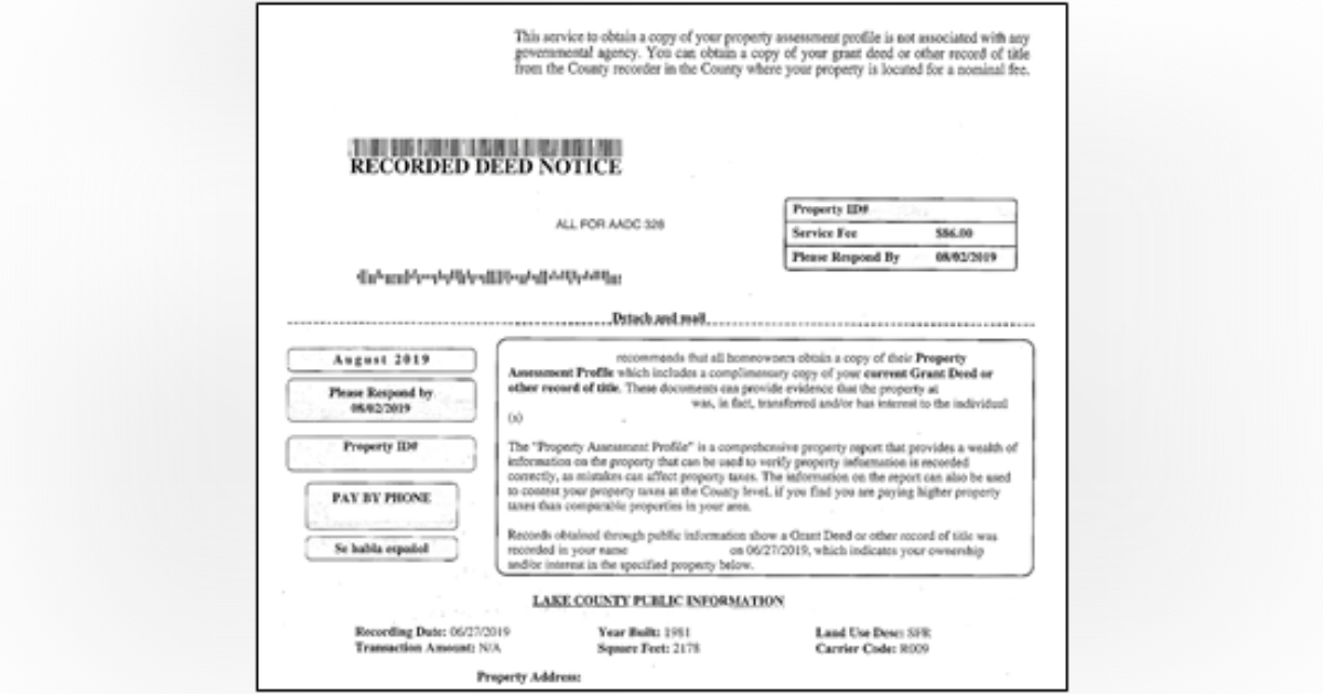 Lake County Clerk warns property owners about officiallooking recorded
